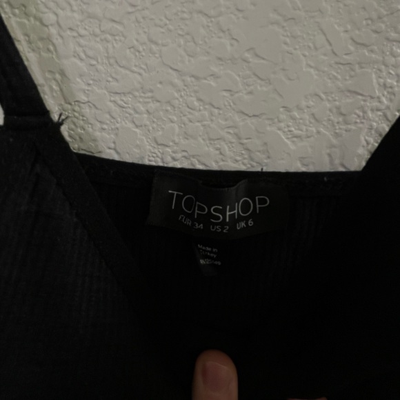 TOPSHOP Black Tank Bodysuit with snap closure - Picture 2 of 2